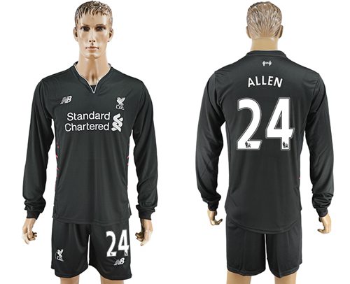 Liverpool #24 Allen Away Long Sleeves Soccer Club Jersey